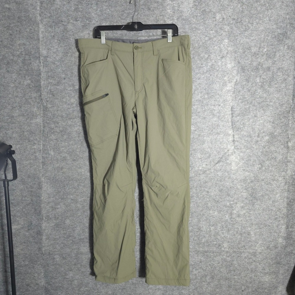 Eddie Bauer Guide Pro Lined Pants Mens 36x32 Green Fleece Hiking Cargo Outdoor